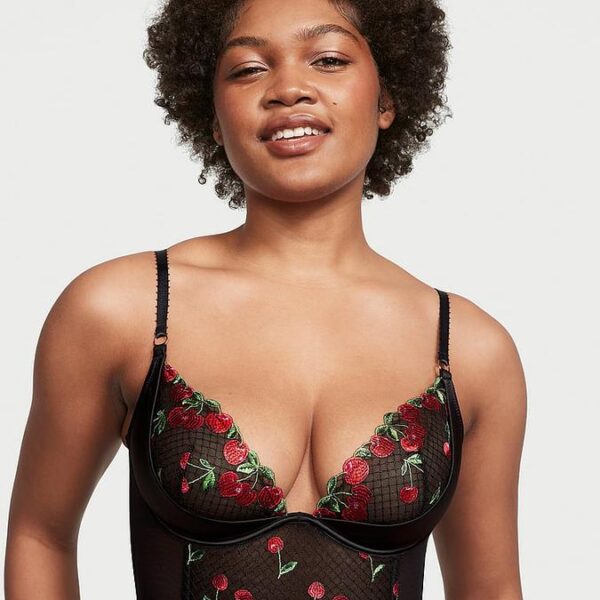 Victoria’s Secret  Cherry Embroidery Quarter-Cup Corset Top