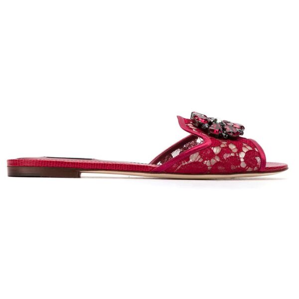 Dolce & gabbana  Bianca crystal-embellished lace sandals