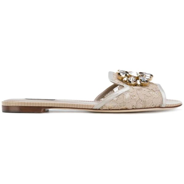 Dolce & gabbana  Bianca crystal-embellished lace sandals