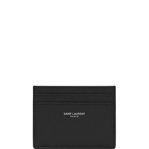 Saint Laurent logo-stamp grained-leather cardholder