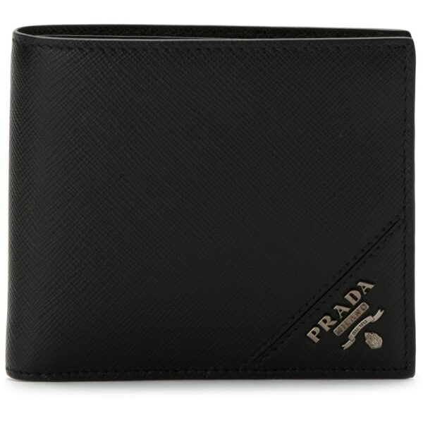 Prada logo plaque bi-fold wallet