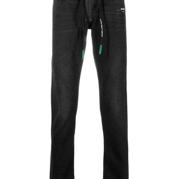 Off-White  front zip drawstring jeans