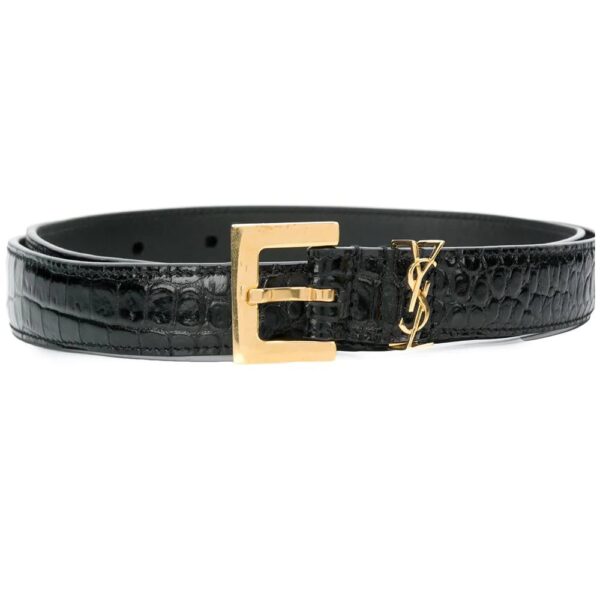 Saint Laurent  Monogram crocodile-embossed belt