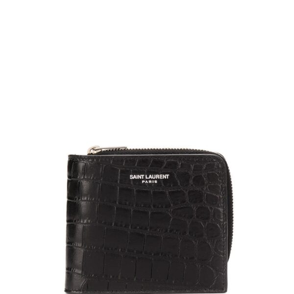 Saint Laurent  matte crocodile embossed zip-around wallet