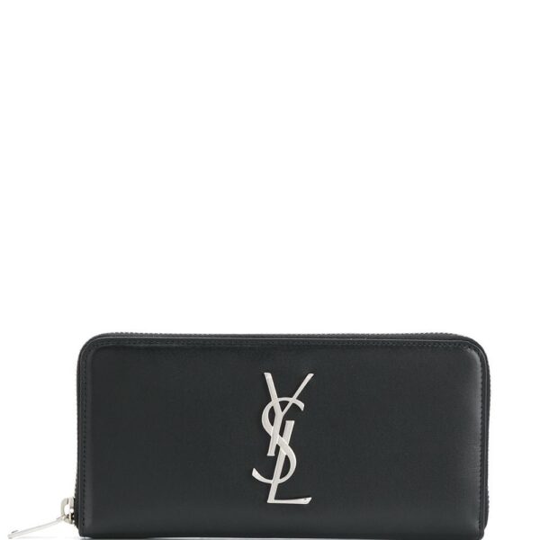 Saint Laurent monogram zip-up leather wallet