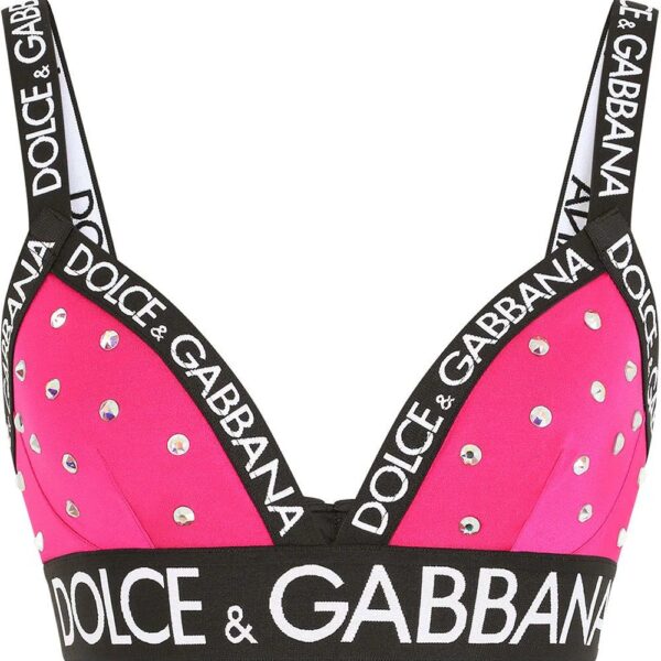 Dolce & Gabbana  sequin embellished logo trim bra top