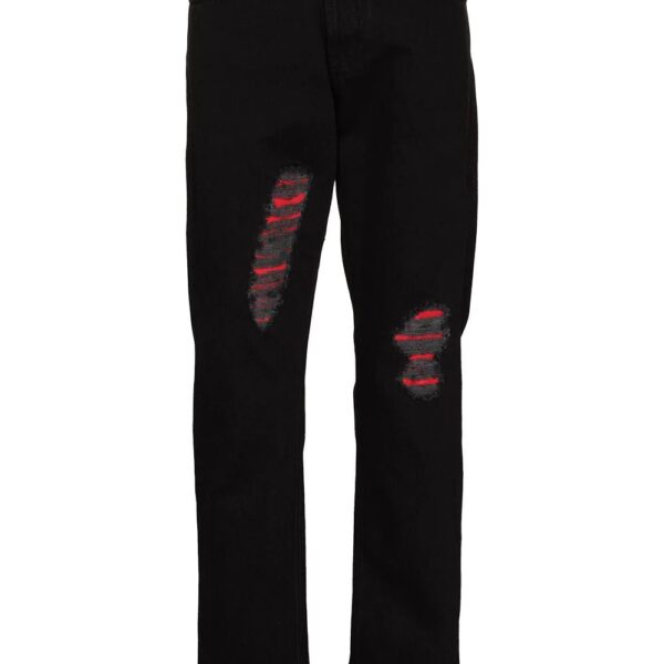 Alexander McQueen  ripped-detailing straight-leg jeans