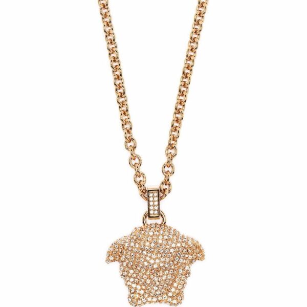 Versace  crystal-embellished Medusa pendant neccklace