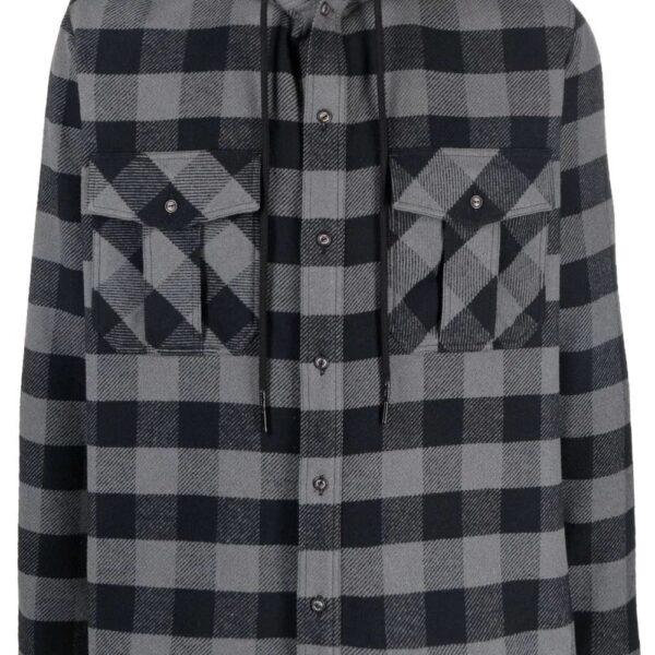 Off-white Arrows-print check hoodie shirt