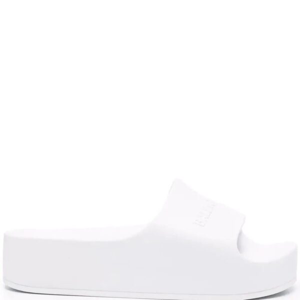 Balenciaga  logo-debossed flatform slides