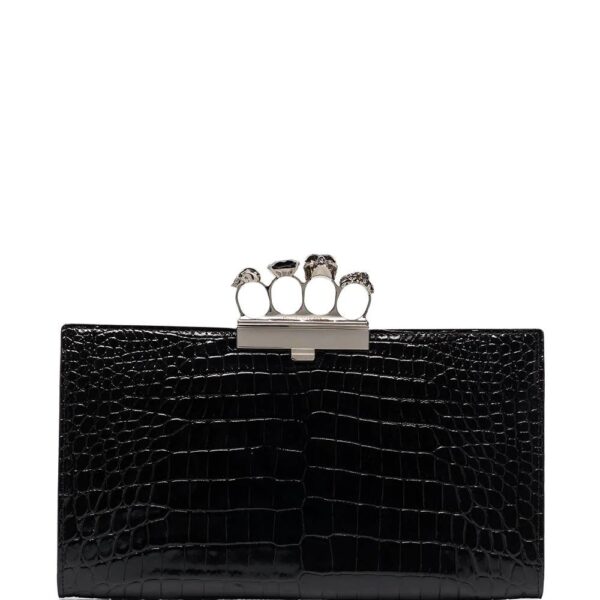 Alexander McQueen  crocodile-embossed knuckleduster clutch