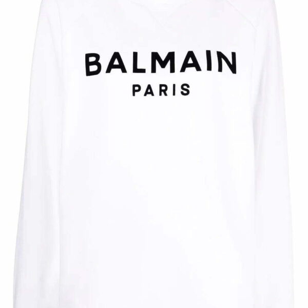 Balmain  flocked logo-print raglan-sleeve sweatshirt