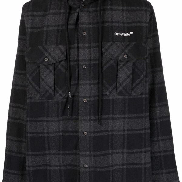 Off-white check-print hooded shirt