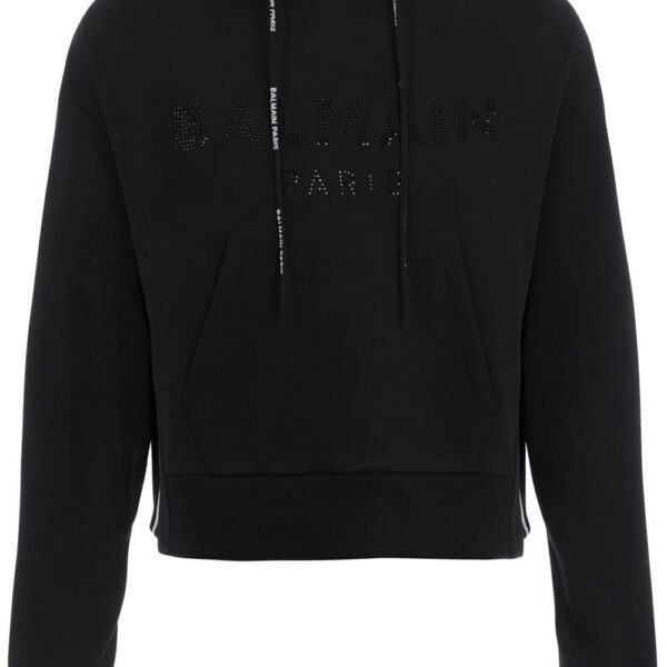 Balmain  rhinestone cotton hoodie