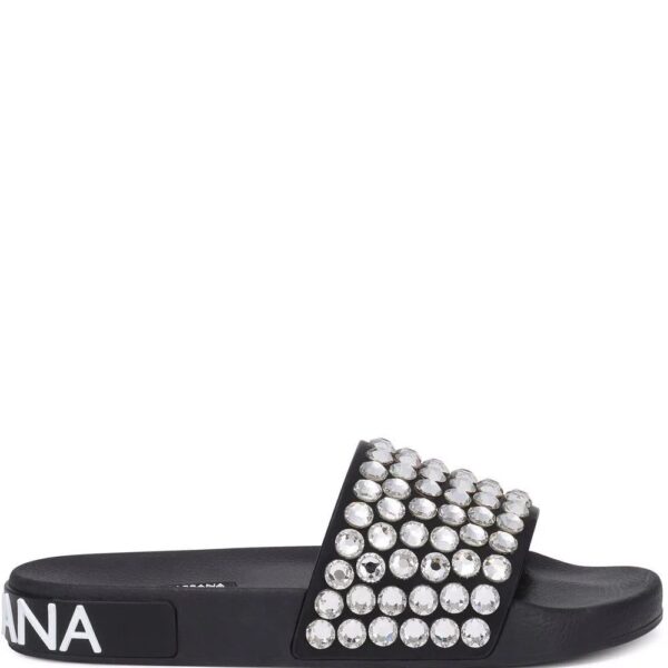 Dolce & Gabbana  crystal-embellished open-toe slides