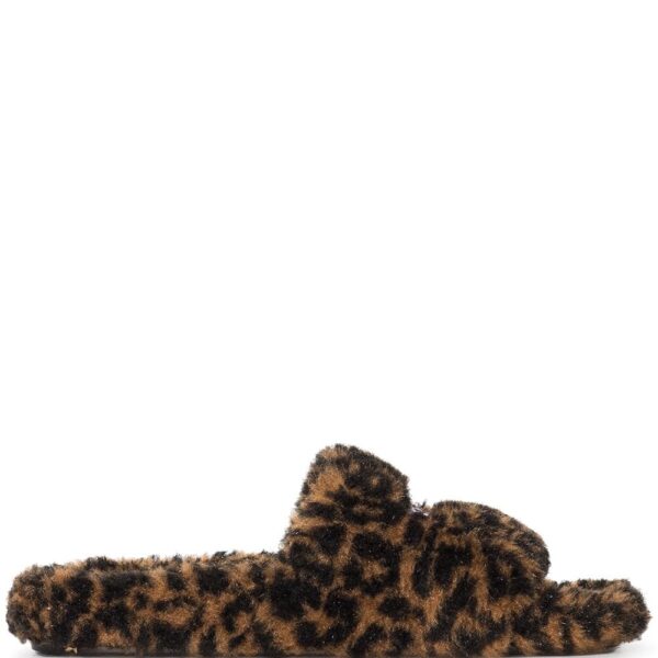 Balenciaga  faux fur logo slides