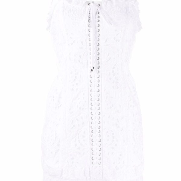Dolce & Gabbana lace-up floral lace mini dress