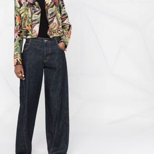 Philipp Plein  floral-print studded biker jacket