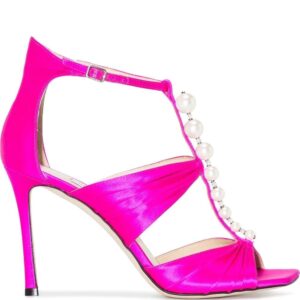 Jimmy choo  Aura 95mm embellished satin sandals