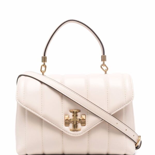 Tory Burch logo-plaque quilted leather satchel bag