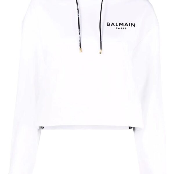 Balmain  logo-print cropped hoodie
