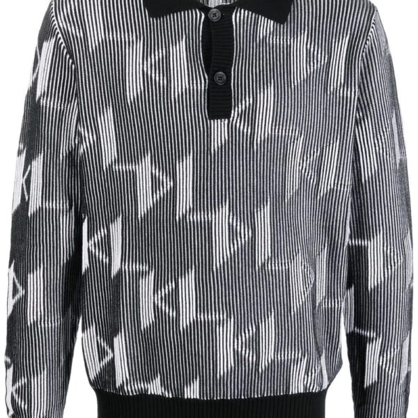 Karl Lagerfeld monogram-pattern knitted polo shirt