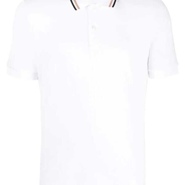 BOSS  stripe-collar short sleeved polo shirt