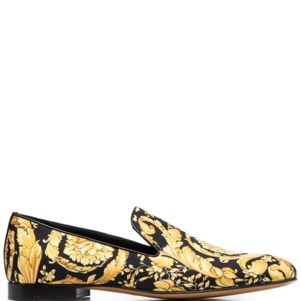 Versace  baroque-print silk loafers