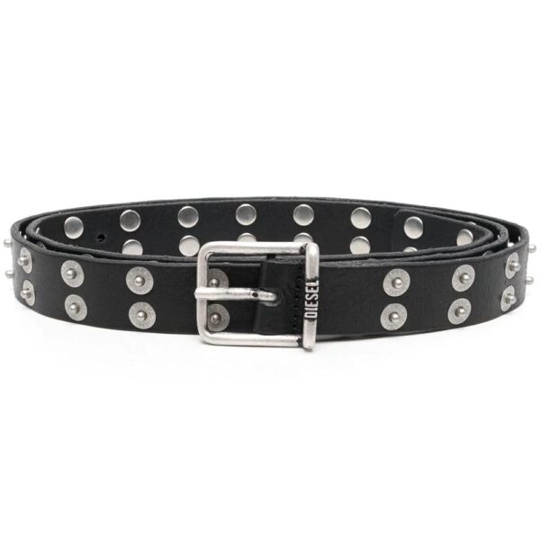 Diesel  logo-studded leather buckle belt