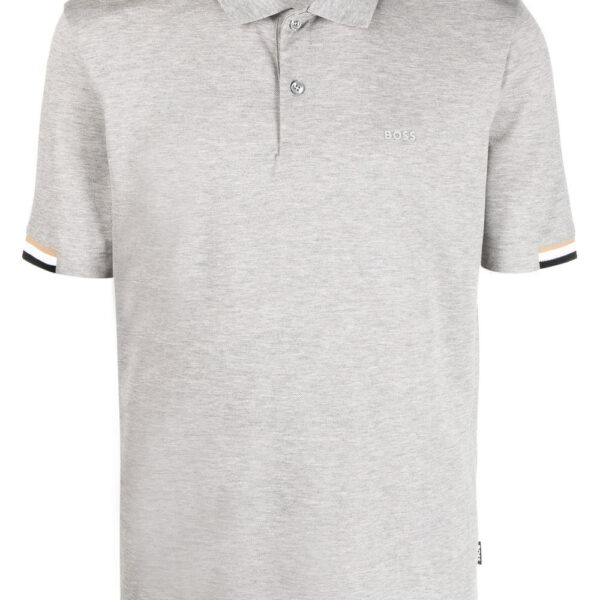 BOSS  stripe-collar short sleeved polo shirt