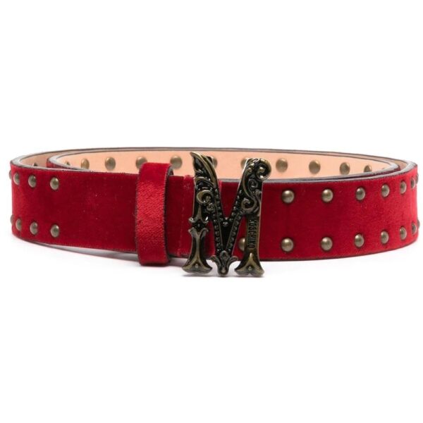Moschino  logo-buckle studded belt