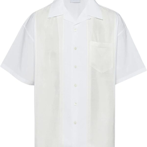 Prada  panelled cotton bowling shirt