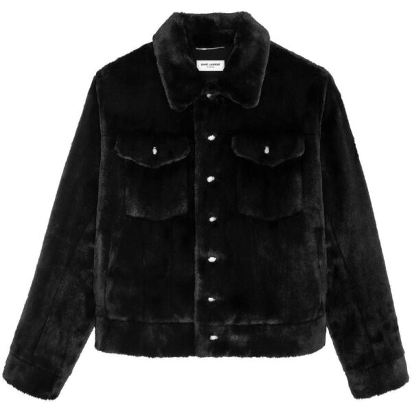 Saint Laurent  faux-fur detail trucker jacket