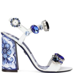 Dolce & gabbana  Majolica-print crystal-embellished sandals