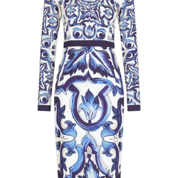 Dolce & Gabbana  Majolica-print pencil midi dress