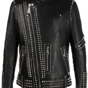 Philipp Plein  Rockstud-embellished leather biker jacket