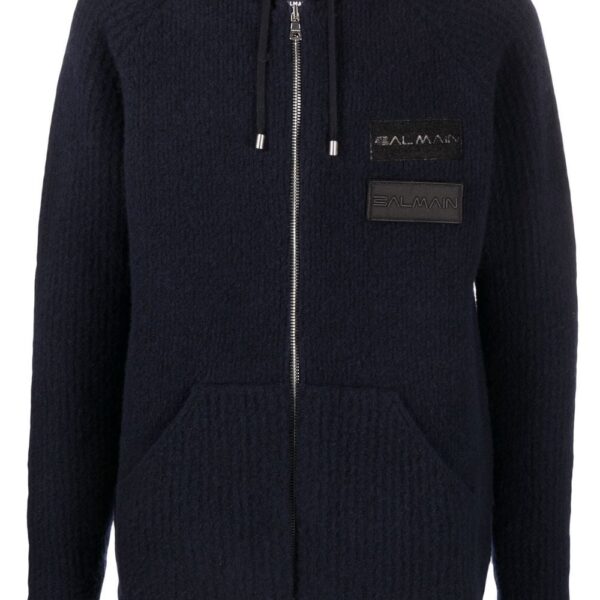 Balmain  logo-patches zipped hoodie