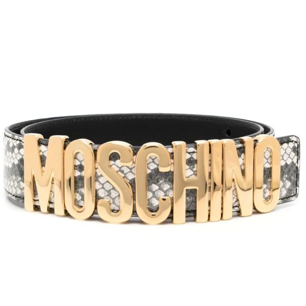 Moschino  snakeskin-effect logo leather belt