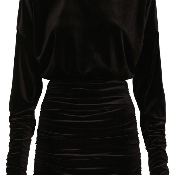 Dolce & Gabbana DG-logo draped velvet minidress