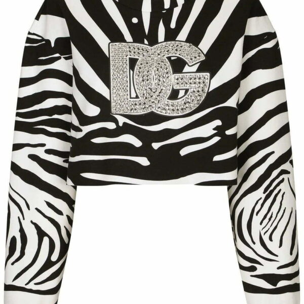 Dolce & Gabbana  crystal-logo zebra print sweatshirt