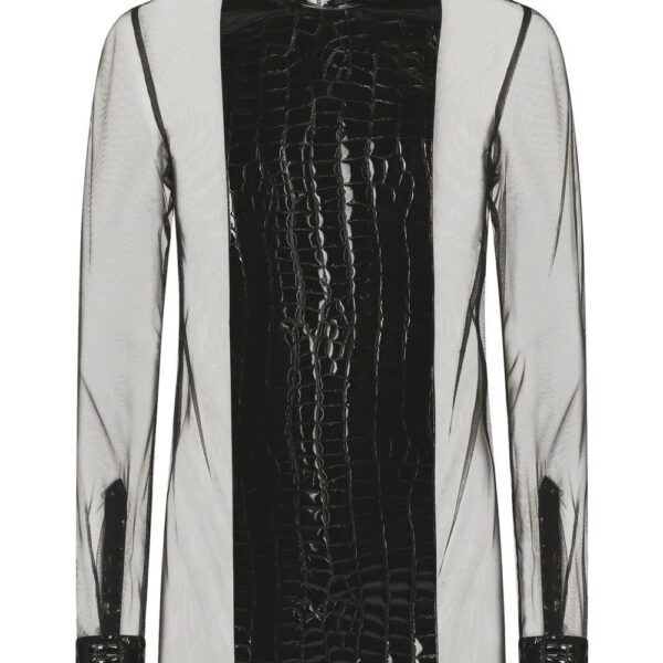 Dolce & Gabbana  crocodile-embossed sheer long-sleeve shirt