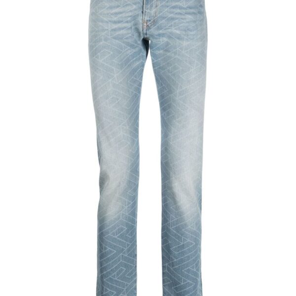 Versace  geometric-print washed jeans
