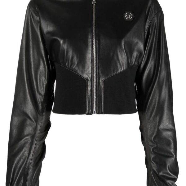 Philipp Plein  leather bomber jacket