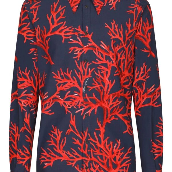 Dolce & Gabbana  coral-print long-sleeved shirt