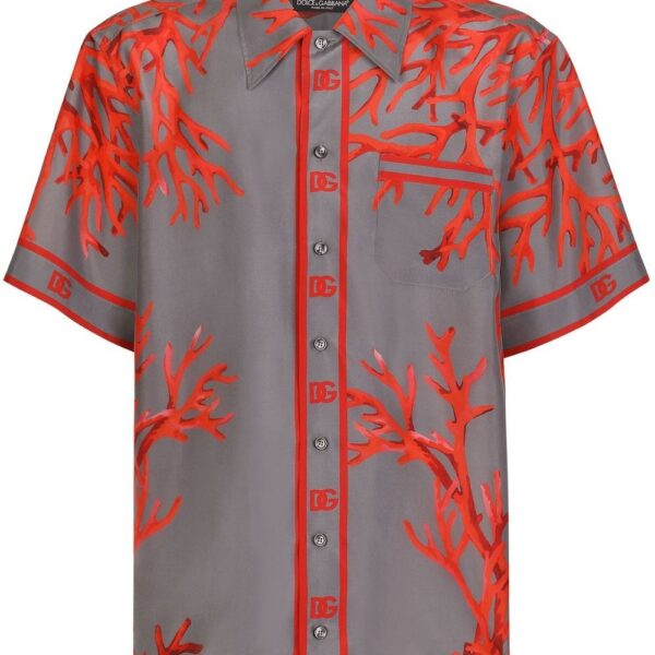 Dolce & gabbana  Coral-print silk shirt