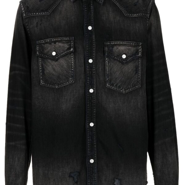 Amiri logo-embroidered denim shirt