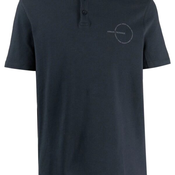 Armani Exchange collarless logo-print polo shirt
