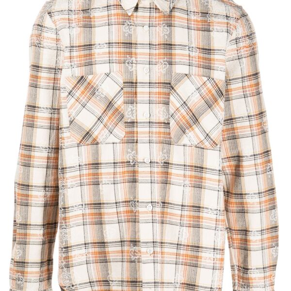 Amiri logo-print check pattern shirt