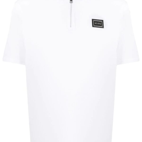 Hugo logo-plaque zip-up polo shirt