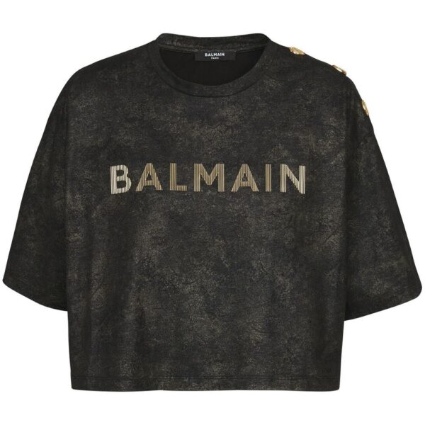 Balmain  logo-print detail T-shirt